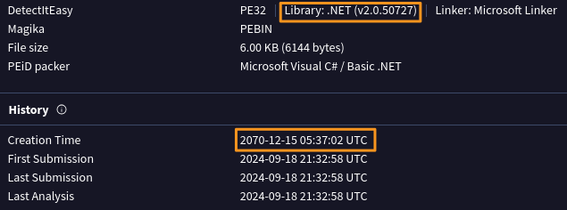 VirusTotal static info for a77f41...af9781
