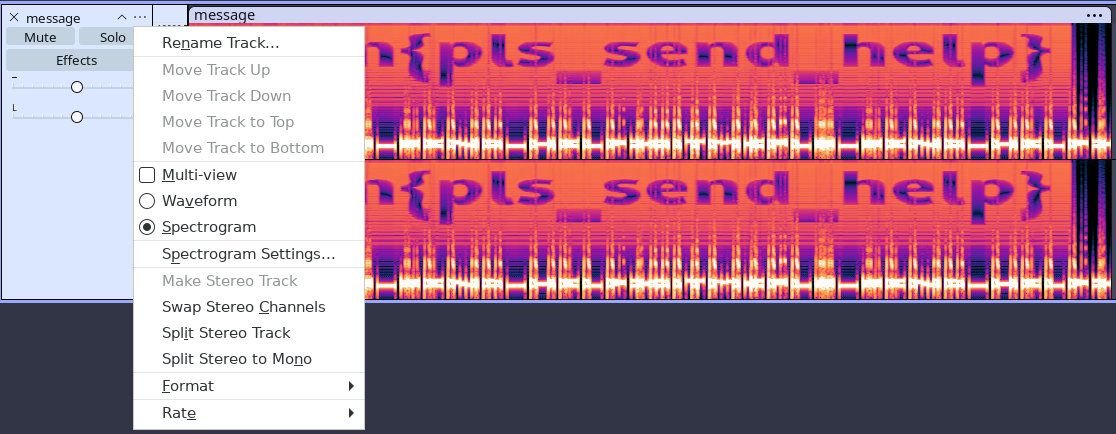 The flag displayed in the spectrogram view of Audacity